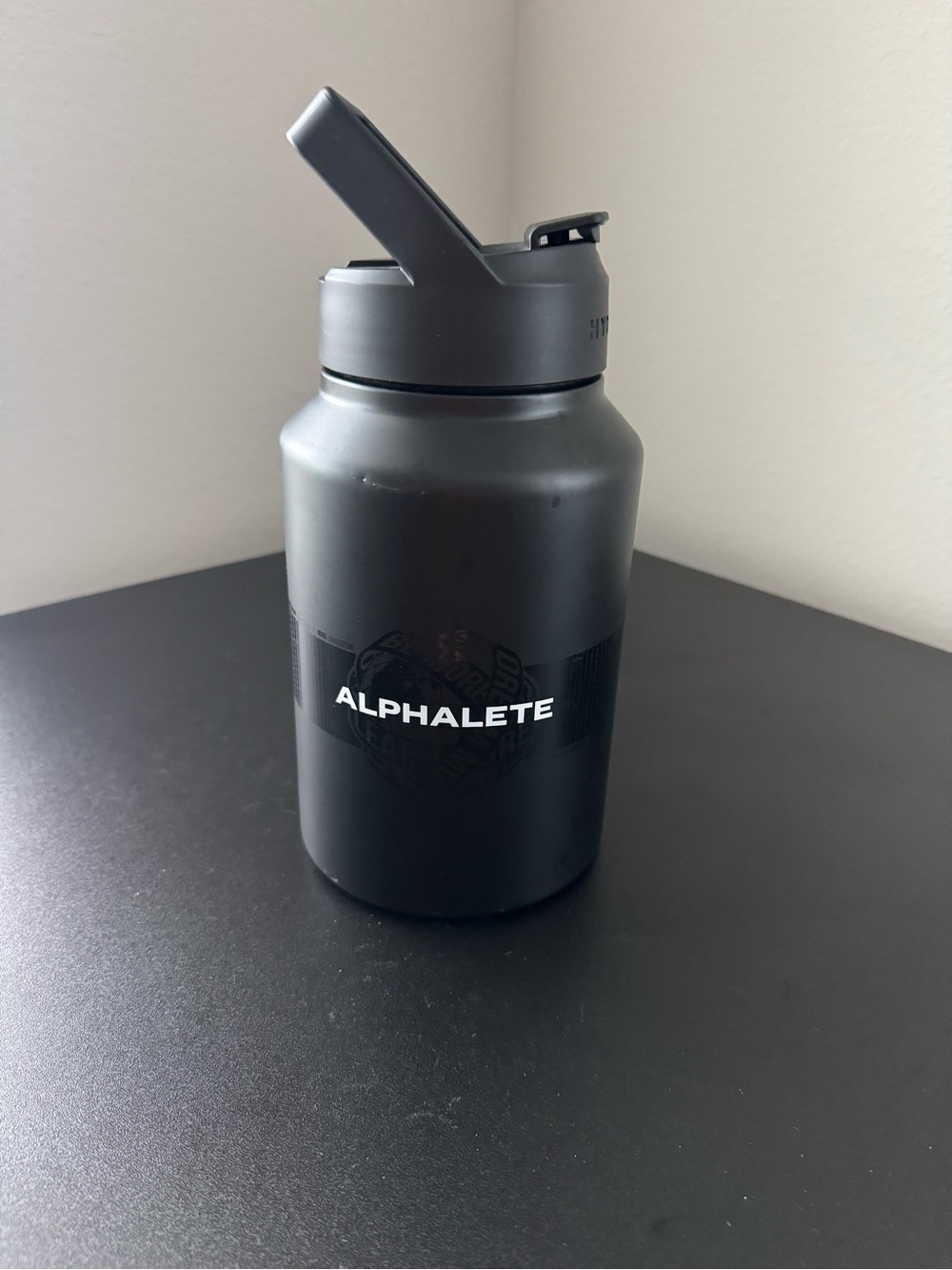 Alphalete Matte Black Insulated Bottle with Flip Straw Lid